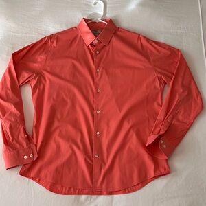 Men’s Express Fitted Dress Shirt. Salmon, Size Large